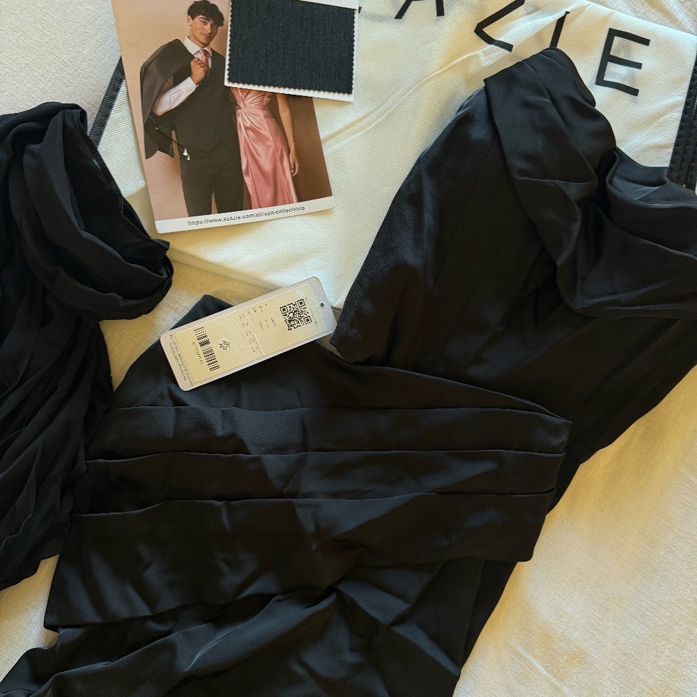 Black Mermaid Strapless Stretch Satin Convertible Dress